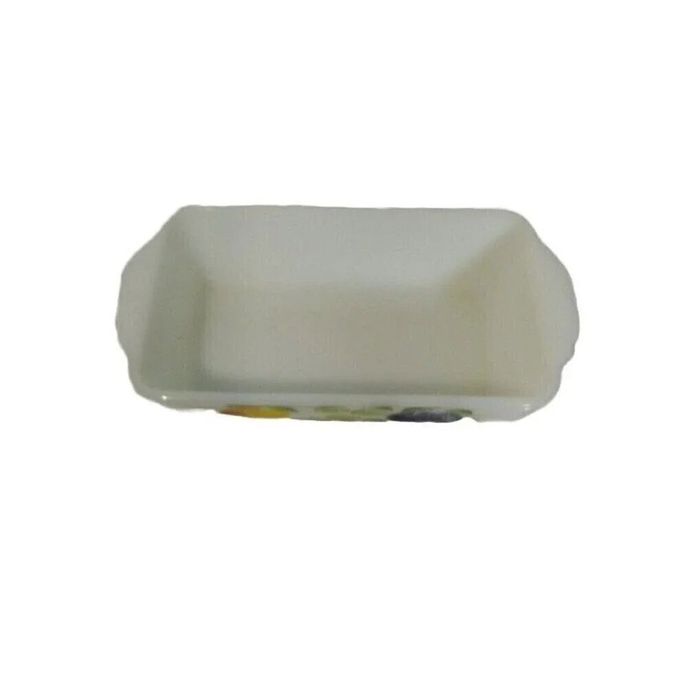 Vintage‎ Fire King Milk Glass Baking Dish Fruit Design Rectangular Casserole Pan